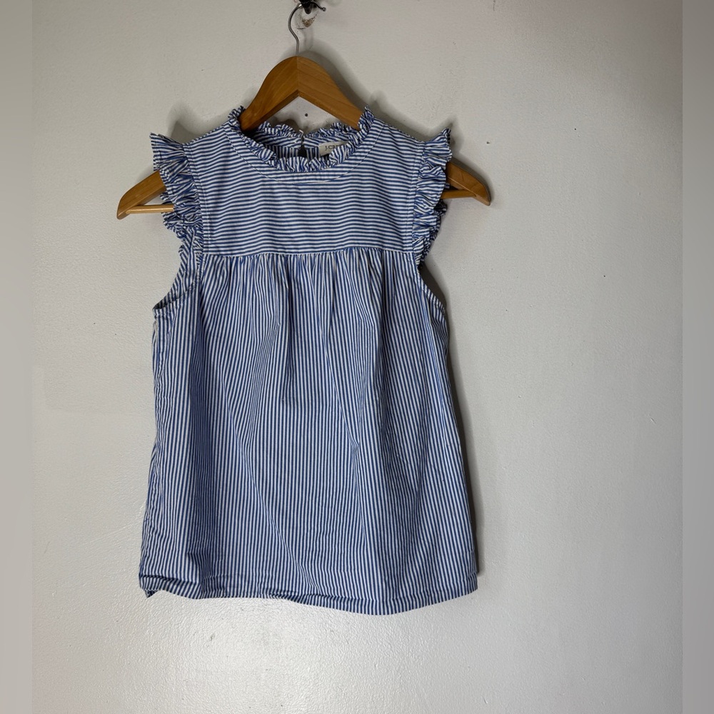 J Crew Factory 2 Shirt Tank Top Pullover Blue White Stripe Sleeveless Cotton